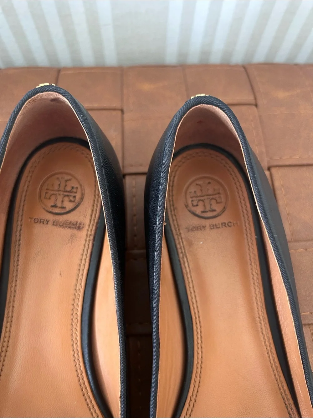 TORY BURCH Brooke Bow 25MM  Black Ballet Nappa Leather Heels Women’s Size 8.5
